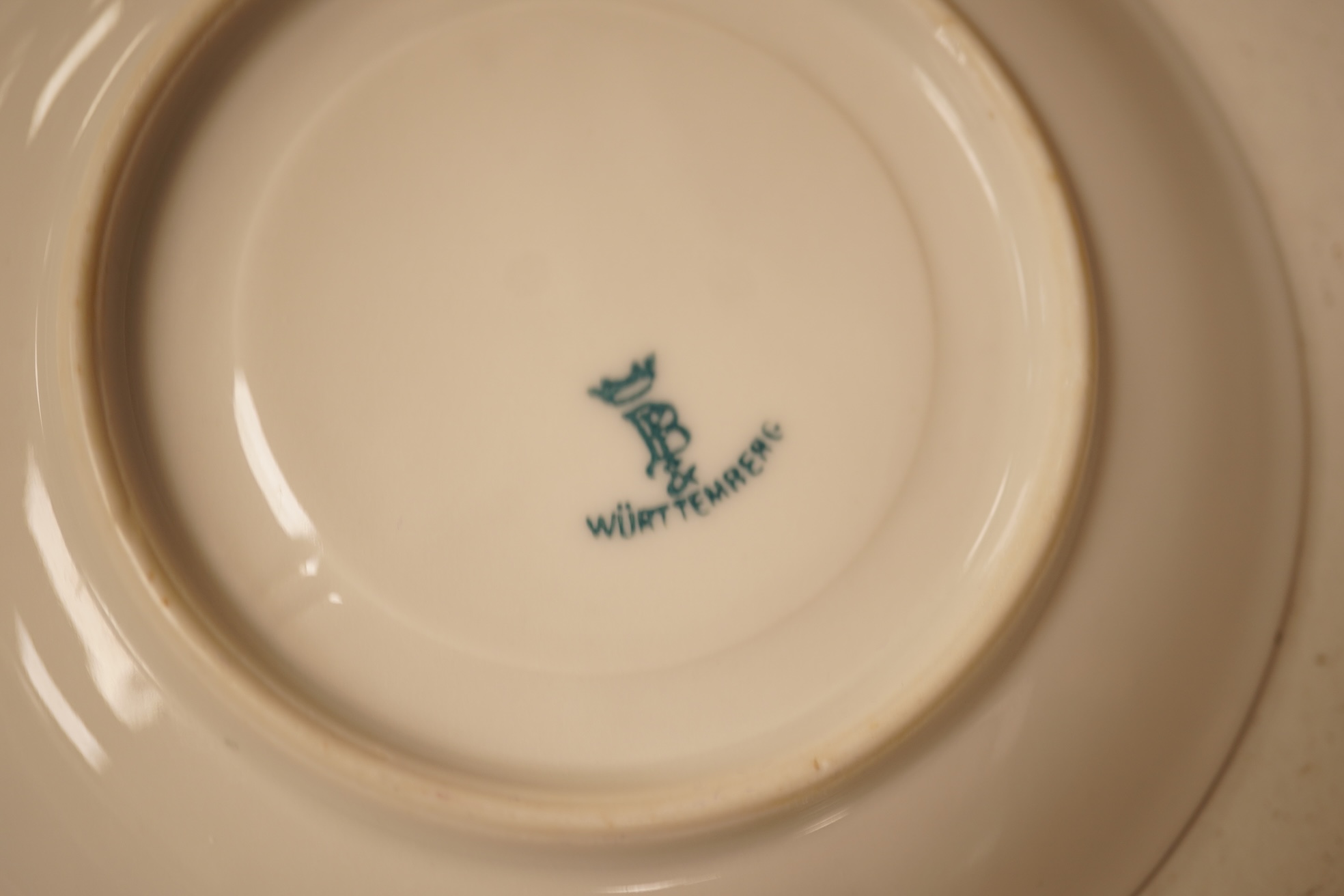 A cased Wurttemberg porcelain coffee set, silver mounted, 40cm wide